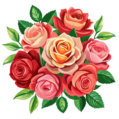 Rose watercolor flower bouquet vector illustration 