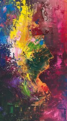 Fototapeta premium An image of a cooking app that uses neural networks to automatically analyze ingredients and suggest recipes, set against a colorful digital interface. ::3 oil painting ::3 --no text --ar 9:16 -
