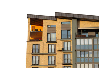 Fototapeta premium Isolated modern apartment buildings with luxury facades. Perfect for real estate investment and residential themes. Showcasing contemporary designs and city living. Ideal for, cutout transparent PNG