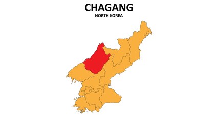 Obraz premium Chagang Map in North Korea. Vector Map of North Korea. Regions map of North Korea.