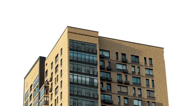 Isolated modern buildings with urban facades. Perfect for real estate investment and architectural themes. Showcasing high rise apartments and contemporary designs. Ideal for, cutout transparent PNG - Powered by Adobe