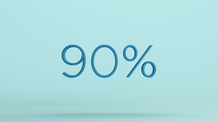 Blue 90 percent % sign business discount symbol pale background 3d illustration render digital rendering