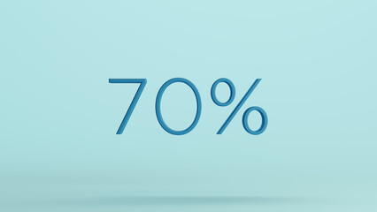 Blue 70 percent % sign business discount symbol pale background 3d illustration render digital rendering