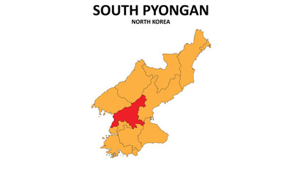South Pyongan Map in North Korea. Vector Map of North Korea. Regions map of North Korea.