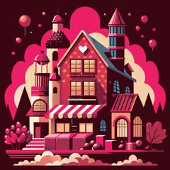 Naklejka premium candy house vector illustration