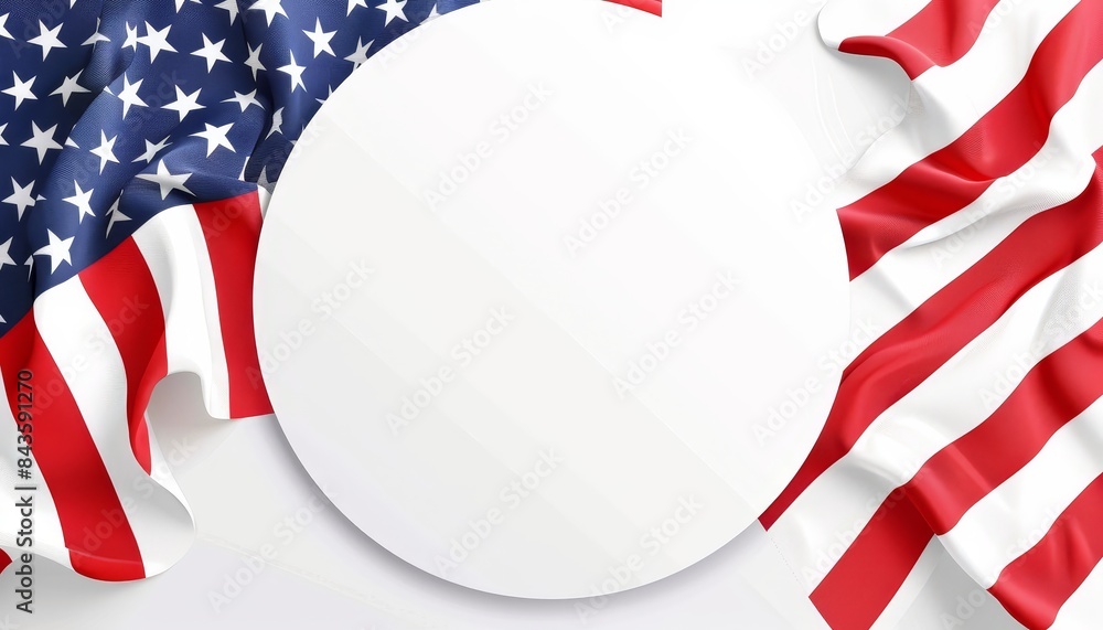 Poster close-up of american flag with blank space - detailed close-up of a draped american flag with a blan