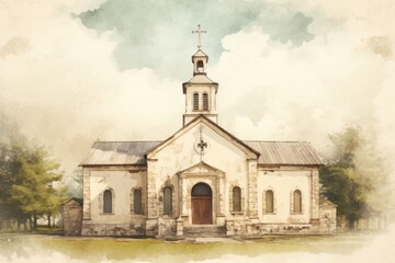 Church painting architecture building.