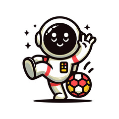 Obraz premium cute cartoon astronauts playing football. Cute Astronaut Playing Soccer Cartoon Vector Icon Illustration