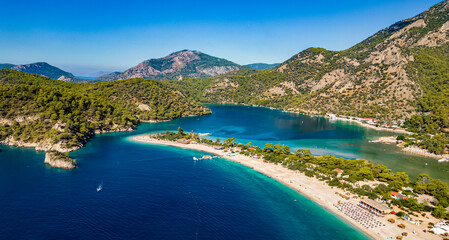 Naklejka premium Aerial view of Oludeniz in district of Fethiye, Mugla, Turkey