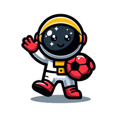 cute cartoon astronauts playing football. Cute Astronaut Playing Soccer Cartoon Vector Icon Illustration