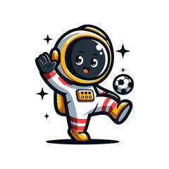 cute cartoon astronauts playing football. Cute Astronaut Playing Soccer Cartoon Vector Icon Illustration