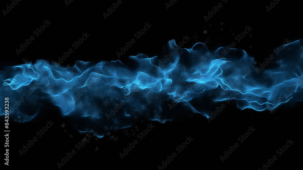 Poster dynamic blue particle wave with luminous digital flow. futuristic technology and data visualization 
