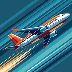 airplane flying at high speed, side view