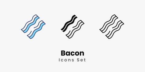 Bacon icons vector set stock illustration.