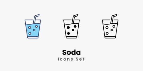 Soda icons vector set stock illustration.