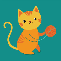 Cute cat with yarn vector illustrated by samaungraphics