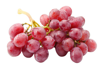 Fototapeta premium Picturing a Vibrant Cluster of Fresh, Ripe Red Grapes with Dew on a Black Background