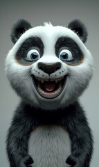 Obraz premium A cartoon panda with a big smile on its face