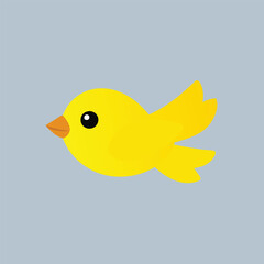 Draw an avatar: a yellow canenar flies on a very light gray-blue background.