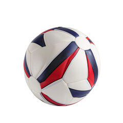 Obraz premium Soccer Ball with Red and Blue Stripes Isolated on Black Background