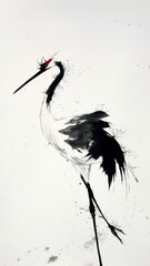 Crane bird chinese brush animal ciconiiformes splattered. © Rawpixel.com