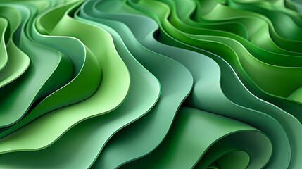 Obraz premium Abstract Green Waves in Fluid Motion