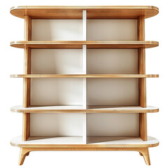 Modern wooden shelf isolated on white background, perfect for home or office decor, showcasing clean lines and minimalist design.