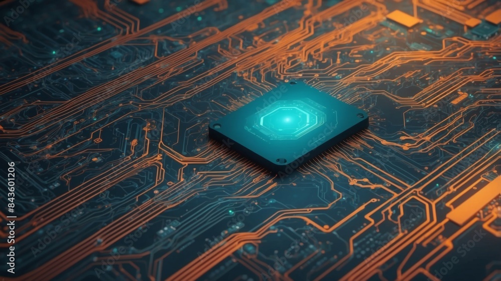 Poster design a background inspired by complex digital circuitry