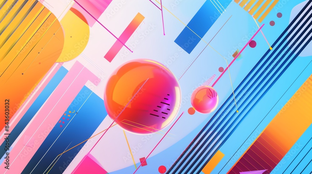 Poster abstract geometric pattern with vibrant colors and overlapping shapes. dynamic and energetic design 