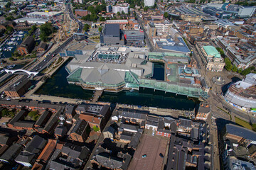 Aerial view of Princes quay Shopping centre in Hull, England