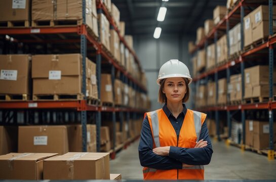Wholesale warehouse employee with tablet inspection, humanitarian aid