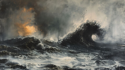 Fototapeta premium Stormy Sea with Crashing Waves