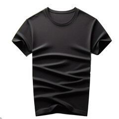 Black blank t-shirt on transparent background