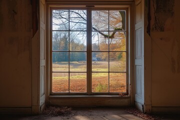 Window see farm house deterioration architecture.