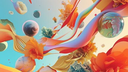 An image of a future cookbook where artificial intelligence offers personalized recipes and nutritional advice against a backdrop of vibrant abstract shapes ::3 wind ::3 --no text --ar 16:9 --quality