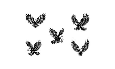 Obraz premium eagle bird logo silhouette style vector illustration art isolated on transparent background - Generative AI
