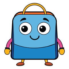 cute smiley school bag on white background VECTOR Illustration