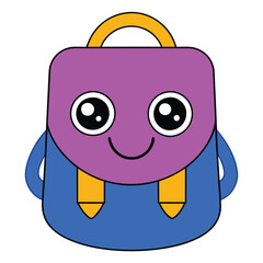 cute smiley school bag on white background VECTOR Illustration