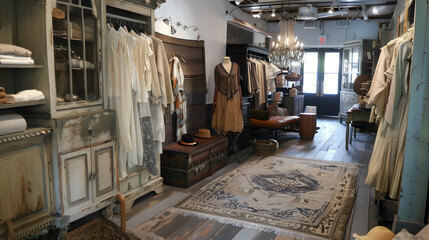 A charming and chic boutique showcasing the latest fashion trends 