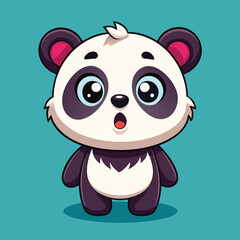 Adobe Illustrator Artwork cute 3D fluffy baby panda,  what happened expression © MD