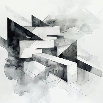 Visionary Entrepreneur in Black and White Geometric Background Generative AI