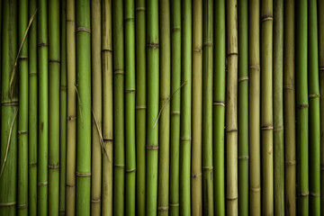 Processed collage of green bamboo fence surface texture. Background for banner, backdrop