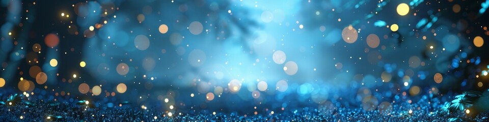 Obraz premium 3D background blue with glowing lights.