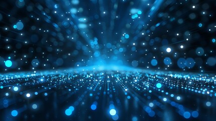 Naklejka premium 3D background blue with glowing lights.