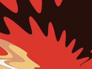 A vibrant red and black background with a captivating black and white swirl pattern