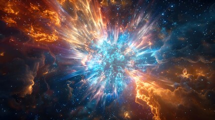 Captivating Supernova Explosion in the Cosmic Depths - Vibrant Plasma and Energy Burst in Impressionist Style