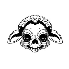 illustration of a sheep's head skull PNG