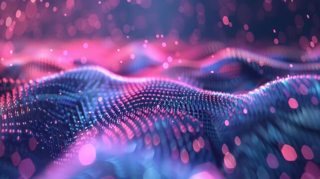 abstract 3d equalizer waves on blurred background digital music visualization