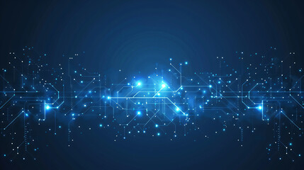 Abstract Technology Background with Glowing Circuit Board Pattern.