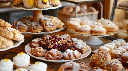 Tempting Array of Delectable Baked Goods in Vibrant Display Setting